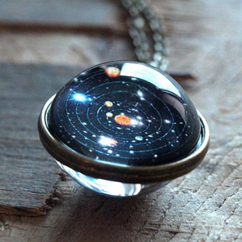 

High-End Gifts Solar System Double-Sided Glass Starry Ornaments Fashion Exquisite The Realm Of Stars Sparkling Car Decoration