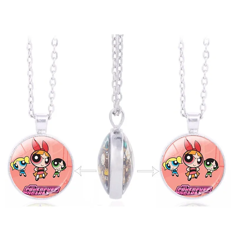 

The Powerpuff Girls Movie Double Sided Pendant Blossom Bubbles Buttercup Photo Charm Necklace Best Friends Jewelry