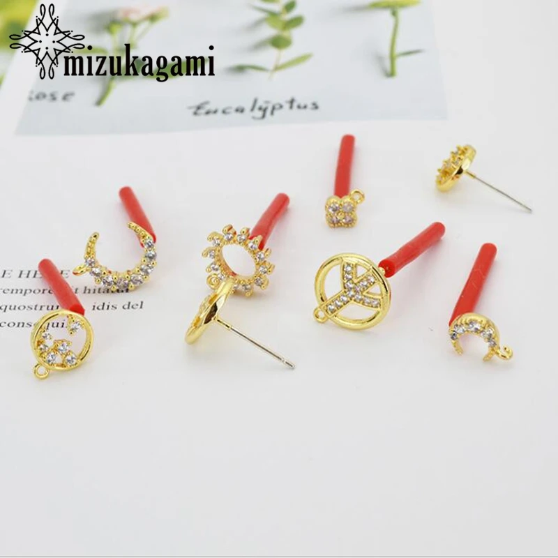 

Fashionable Micro-Zircon Studs Base Earrings Connector Charms 10pcs/lot For Earrings Jewelry Making Finding Accessories