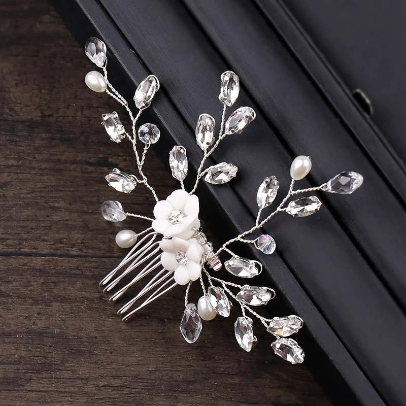 Silver Crystal Hair Ornament Small Size Comb (3)