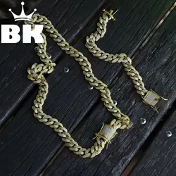 BLING KING 13 мм CZ кубинской цепи и браслет комплект цвета: золотистый, серебристый цвет хип хоп микро проложили кубический цирконий Блестящий