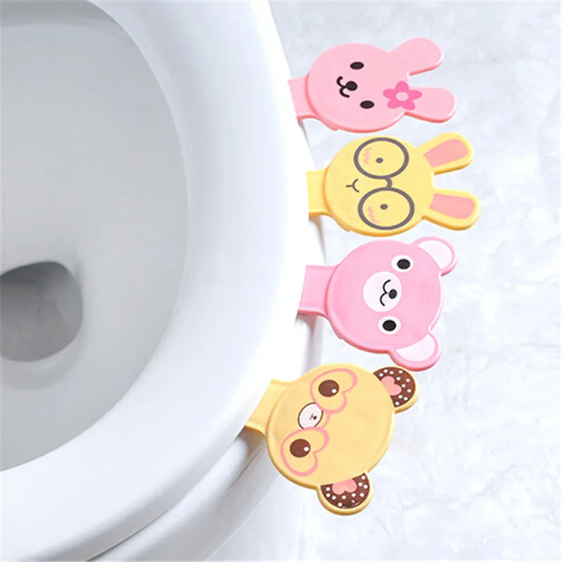

1PC Cute Cartoon Cover Lifter Toilet Seat Handle Sticker Bathroom Lid Cover Lifter Portable Sanitary Tool