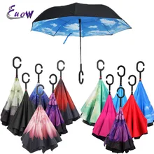 27 цветов c-крюк ветронепроницаемый двухсторонний складной зонтик для автомобиля с длинным хвостовиком перевернутый двухслойный женский зонт от дождя Прямая