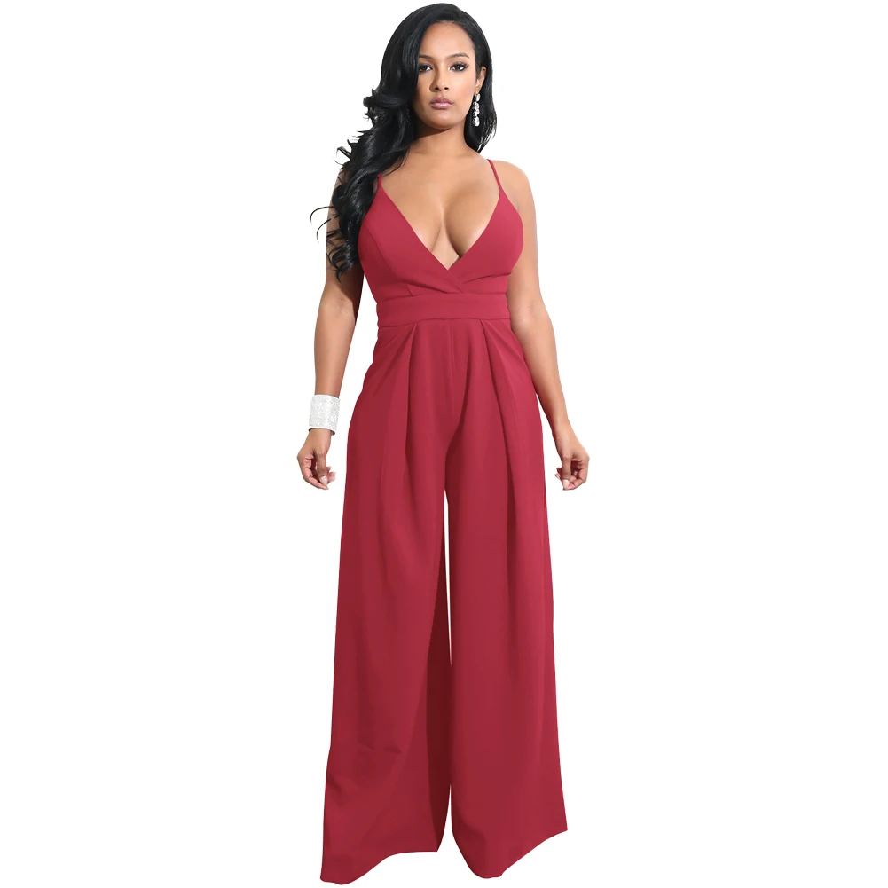 deep v neck jumpsuit