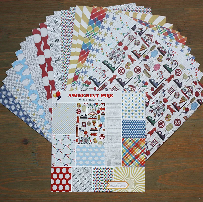 

24pcs 6" Single-sidemost amusement park creative papercraft art paper handmade scrapbooking kit set books C096