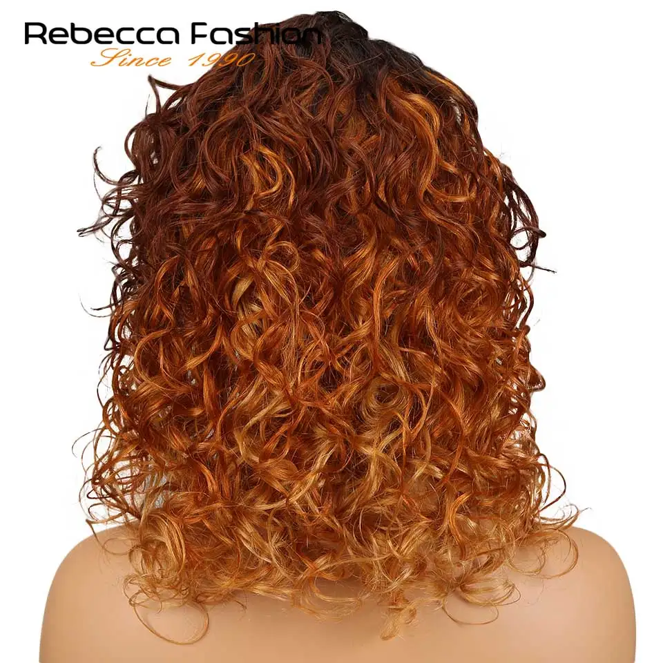 Rebecca Loose Curly Right Side Part Lace Front Human Hair Wigs For Black Women Peruvian Remy Loose Curly Lace Wigs 18 Inch