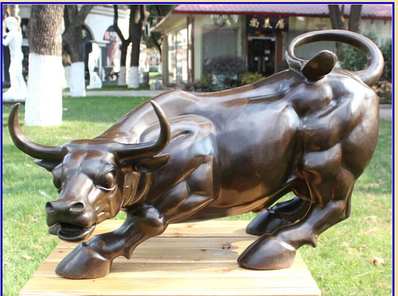 

Western Bronze Copper Fengshui Sculpture Wall Street Bull Cow Cattle OX Statue