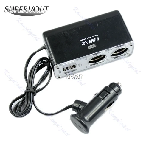 

Kris Promotion Double USB Port 2 Way Car Splitter Cigarette Lighter Auto Socket Charger Adapter hot