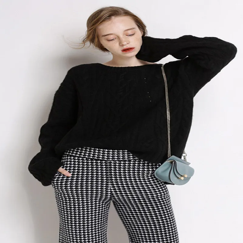 ZEHANGSEA-Winter Round Neck Hollow Pullover Fashion 3 Color Thicken Warm Sweater Women Simple Solid Color Loose Bottoming Top ZEHANGSEA-Winter Round Neck Hollow Pullover Fashion 3 Color Thicken Warm Sweater Women Simple Solid Color Loose Bottoming Top