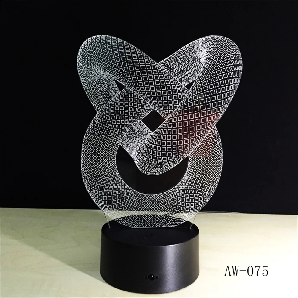 Love Knot абстрактный 3D светодиодный светильник, 7 цветов, сменный сенсорный и пульт дистанционного управления для домашнего и офисного декора, Настольная Ночная лампа, уникальный подарок