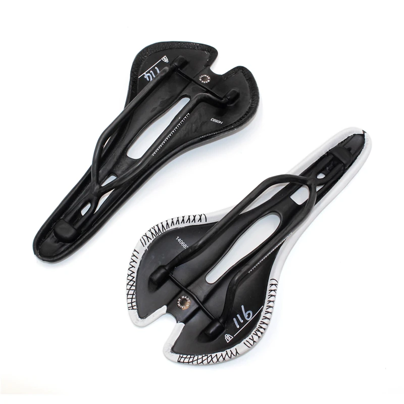 EC90 Carbon Fiber Bicycle Saddle RoadMTB Bike Carbon+Leather Saddle Seat BlackWhite (3)