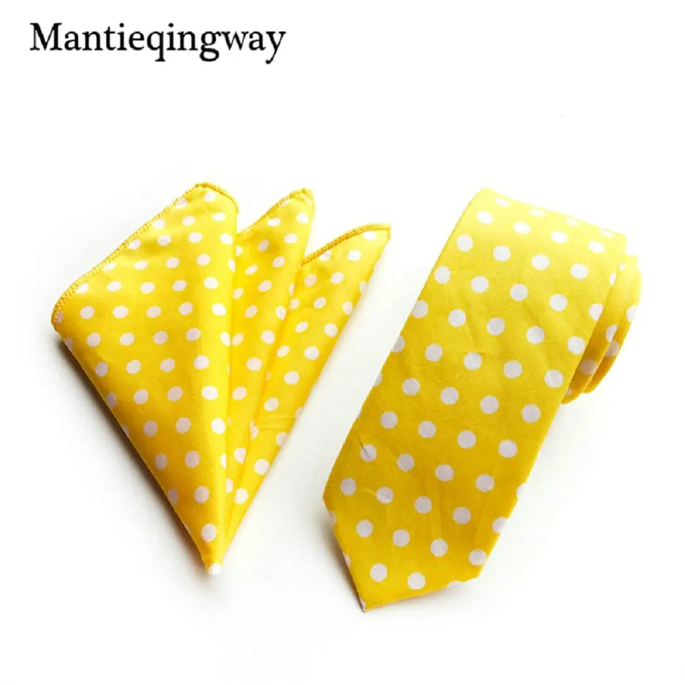 Mantieqingway классический 6 см Dot Nekctie и платок набор для мужчин модные вечерние милые мужские s набор Деловой носовой платок полотенце Gravatas костюм - Цвет: 3