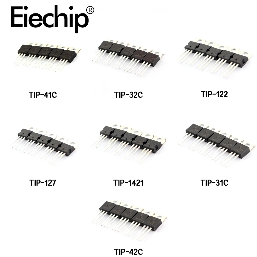 7Values* 5 шт. Mosfet набор транзисторов TIP31C TIP32C TIP41C TIP42C TIP122 TIP127 TIP142-220 Транзистор Mosfet Ассортимент Комплект