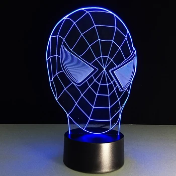 

3D LED Spiderman Modelling Nightlight 7 Colors Changing Touch Button Spider Man Table Lamp USB Home Decor Sleep Lighting Gifts