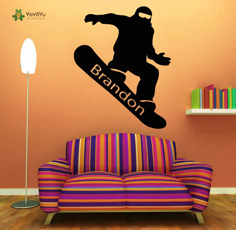 

YOYOYU Wall Decal Vinyl Room Decoration Snowboarding Personalized Name Art Removeable Sticker Boy Room Decor YO226