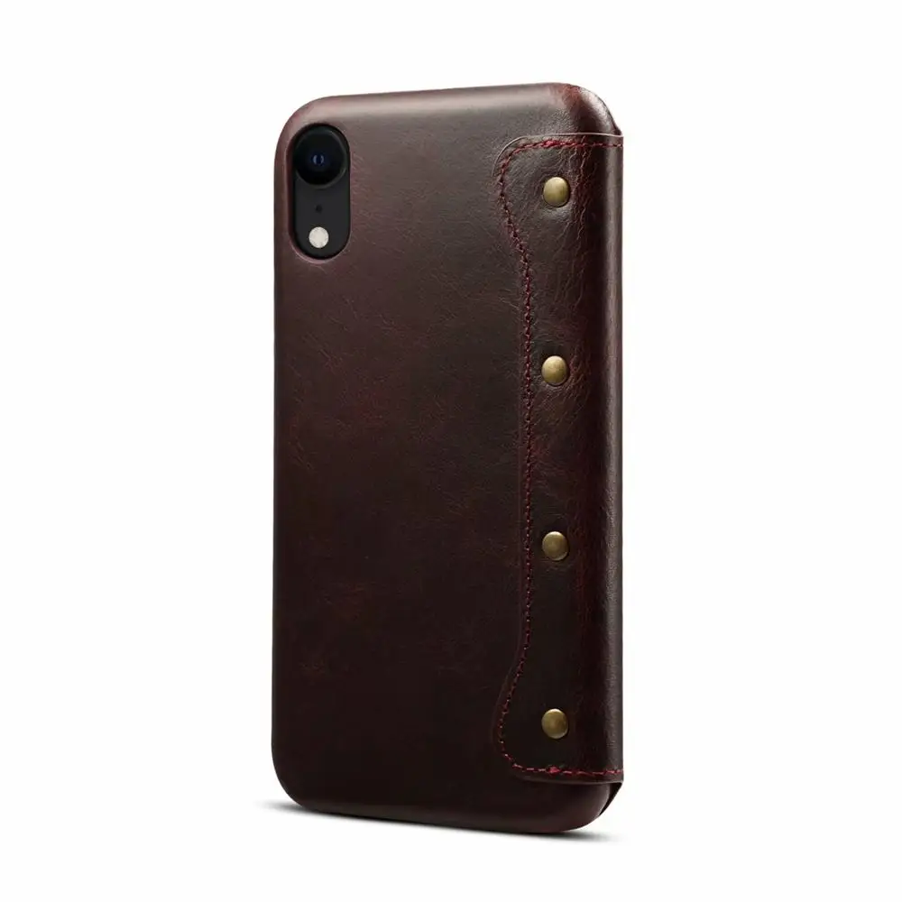 Ретро Бумажник телефон чехол для Iphone 6 6s Plus 7 Plus XS MAX XR натуральная кожа телефон сумка чехол для Iphone XS MAX XR X 10 - Цвет: Коричневый