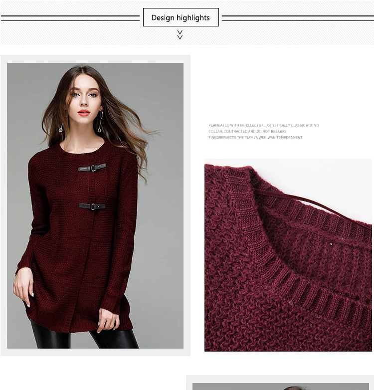 2017 autumn and winter new speed sell through women's large size solid color knitted cardigan sweater in the long sweater jacket female (2)