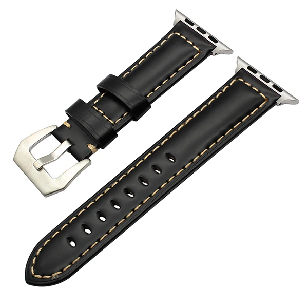 Топ Слои Пояса из натуральной кожи ремешок для iwatch Apple Watch 38 мм 42 мм серии 3 2 1 Винтаж группа Сталь нержавеющей застежка ремешок
