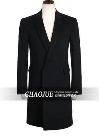 Новое поступление, мужской короткий тонкий шерстяной Тренч средней длины, шерстяная большого размера, верхняя одежда, зимняя куртка для мужчин! S-5XL - Цвет: Черный