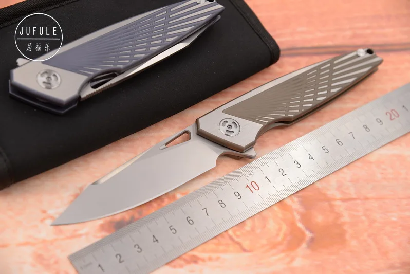 Новый титановый плавник JUFULE Griffin Real M390 blade TC4 складной карманный нож для кемпинга и