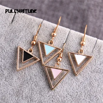 

2pc/lot 17*18mm Four Color Hollow Triangle Enamel Charms Zinc Alloy Drop Oil Pendant For Dangle Earring DIY