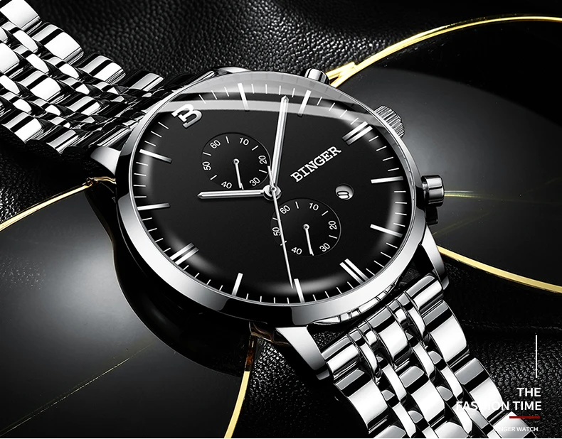 Мужские часы Switzerland BINGER лучший бренд класса люкс водонепроницаемые наручные часы Дата Простые повседневные кварцевые часы для мужчин спортивные часы