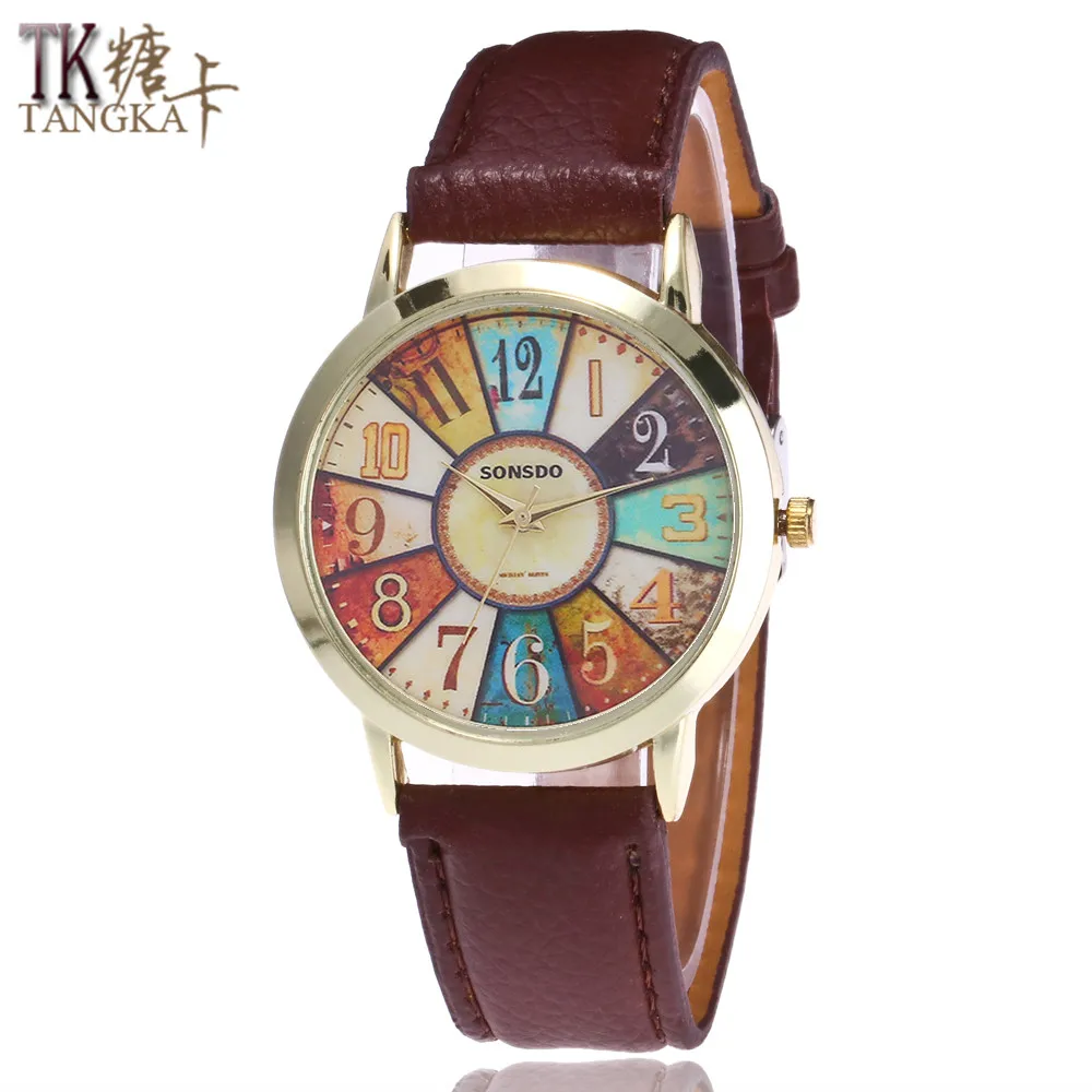 Thangka New Fashion Womens Watch Solid Color Leather Strap Retro Style Digital Display Pointer Dial Quartz Watches huismerk kopen in de aanbieding Thangka New Fashion Womens Watch Solid Color Leather Strap Retro Style Digital Display Pointer Dial Quartz Watches huismerk kopen in de aanbieding
