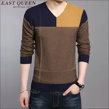 Трикотажные хлопковые ткани Повседневная Для мужчин пуловер Для мужчин сращены Одежда Осень Зима; Ткань свитер с треугольным вырезом aa1630z