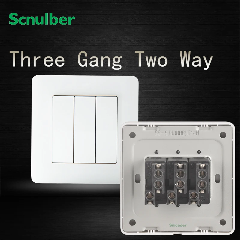new design 3 gang 2 way white 16A 250V wall mount switchin Switches