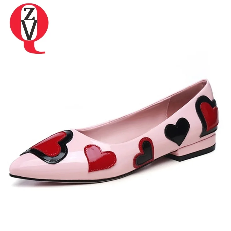 

ZVQ women shoes 2019 spring new fashion mixed colors genuine leather women flats shallow slip-on black and pink ladies shoes