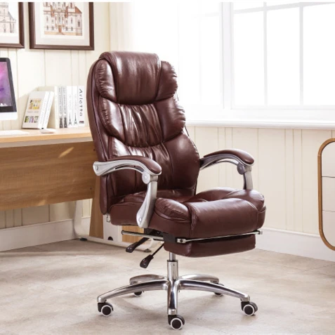Quality Executive Chair Reclining Seat Soft PU Lifting Office Chair Footrest Super Soft Leisure 170 Degree Lying Boss Chair