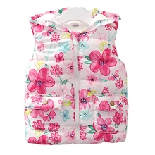 New Girls Fashion Vest Autumn Children Clothing Baby girls Cotton Printing Animals Tops Vest Kids Clothes Hooded Coat Jacket retail top quality brand new fashion coat baby children kids vest
