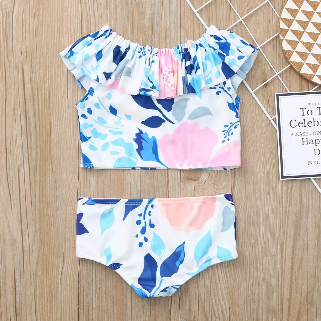 Летний детский купальный костюм для девочек, детское бикини для девочек, пляжный купальный костюм с цветами+ шорты, комплект одежды для купания bebek mayo A1