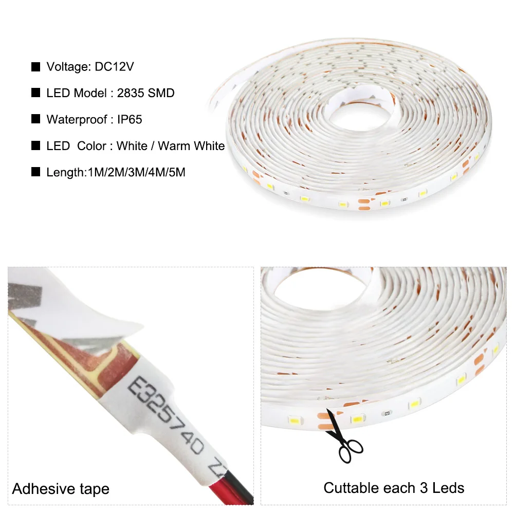 12В светодиодный светильник с регулируемой яркостью 2835 SMD iTOUCH Датчик управления IP65 Гибкая водонепроницаемая лента 1 м 2 м 3 м 4 м 5 м сенсорный светильник-кровать