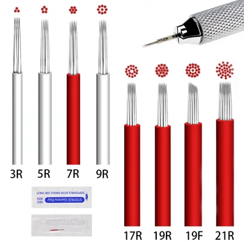 

500pcs Disposable Sterilized Micro Needle Microblading Shading Blade Tattoo Needle Semipermanent manual Fog Eyebrow & Lip Needle
