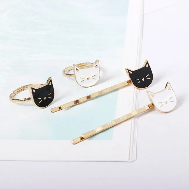 

fashion jewelry accessories enamel metal kitty cat hairclip hair pin