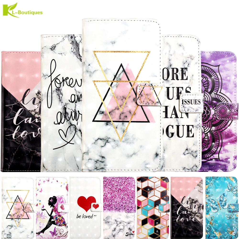 

For Samsung Galaxy A20E 3D Marble Etui on For Fundas Samsung Galaxy A20 A30 Case Flip Wallet Leather Stand Cover Coque
