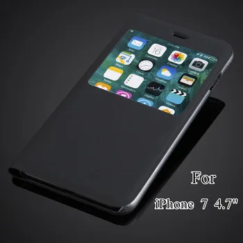 iP 7 case funda Luxury For Apple iPhone iP  7   4.7" Fashion View Window Flip Leather Case Free Shipping
