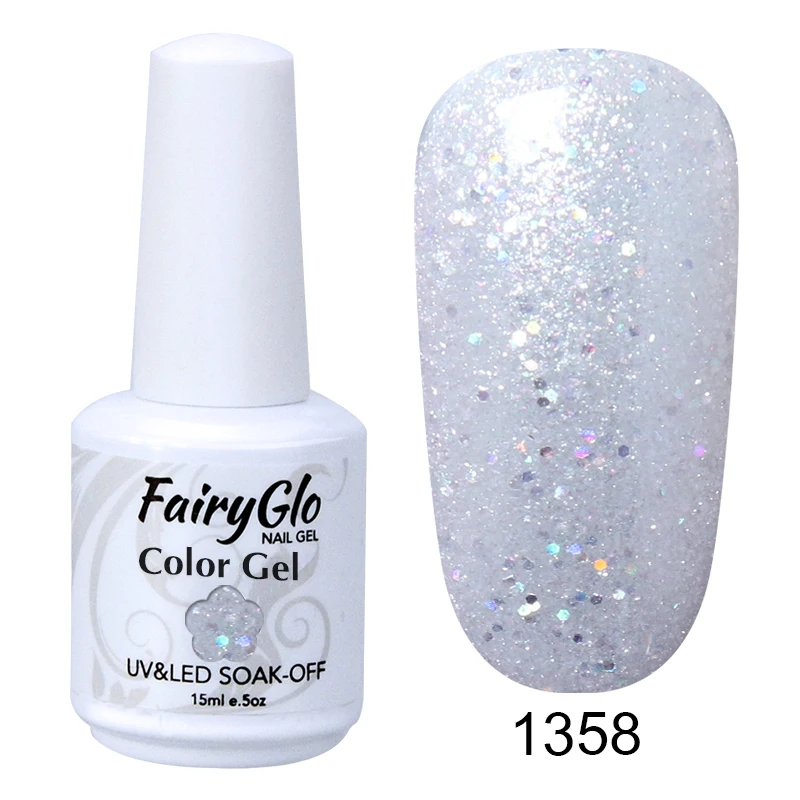 FairyGlo 15 мл чистый цвет УФ-Гель-лак замачиваемый Гель-лак для ногтей Vernis Полупостоянный художественный Гель-лак для ногтей маникюрный лак - Цвет: 1358