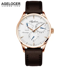 New Design Men Army Military Watch Agelocer Men’s Watches White Dashboard Automatic Movement Power Reserve Display Seconds Dial