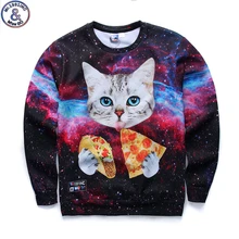 Mr.1991 marque de mode jeunes Printemps Automne minces shirts filles grands enfants drôle 3D pizza chaton imprimé jogger hoodies garçon W2