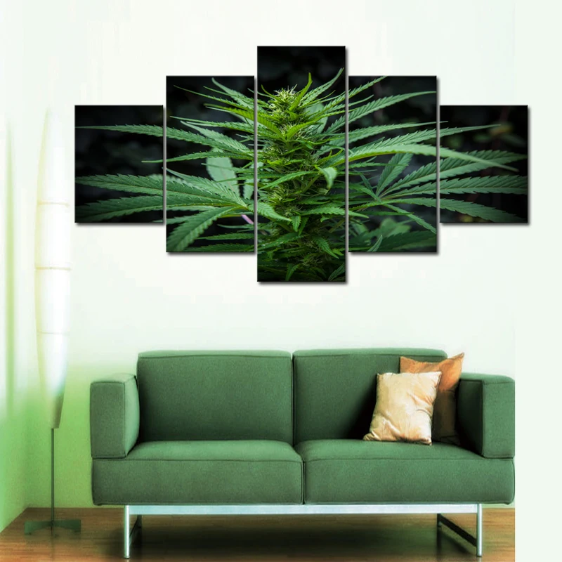 

5 Pieces Weed Bud Canvas wall Art Prints Wall Painting Poster Modern Canvas Art Pictures for Living Room Home Decor