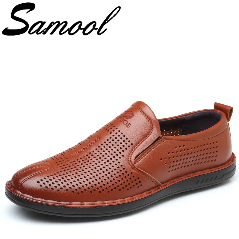 Summer New Men Casual Leather Shoes Breathable Business Dress Shoes ...