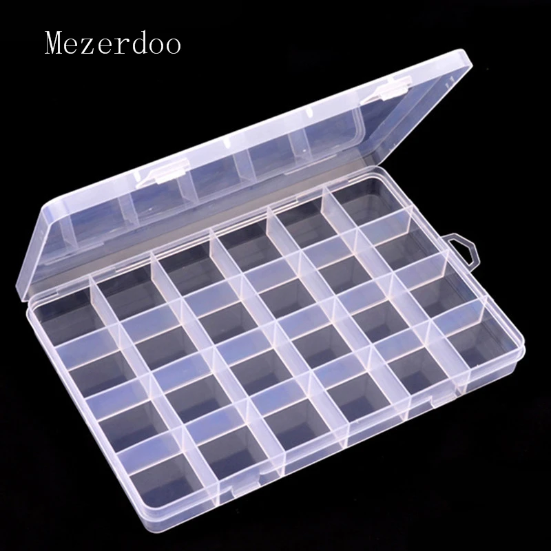

1Pc 24Grid Transparent Plastic Box Jewelry Nail Tips Storage Box Case Organizer Compartments for Jewelry Rhinestone Nail Art