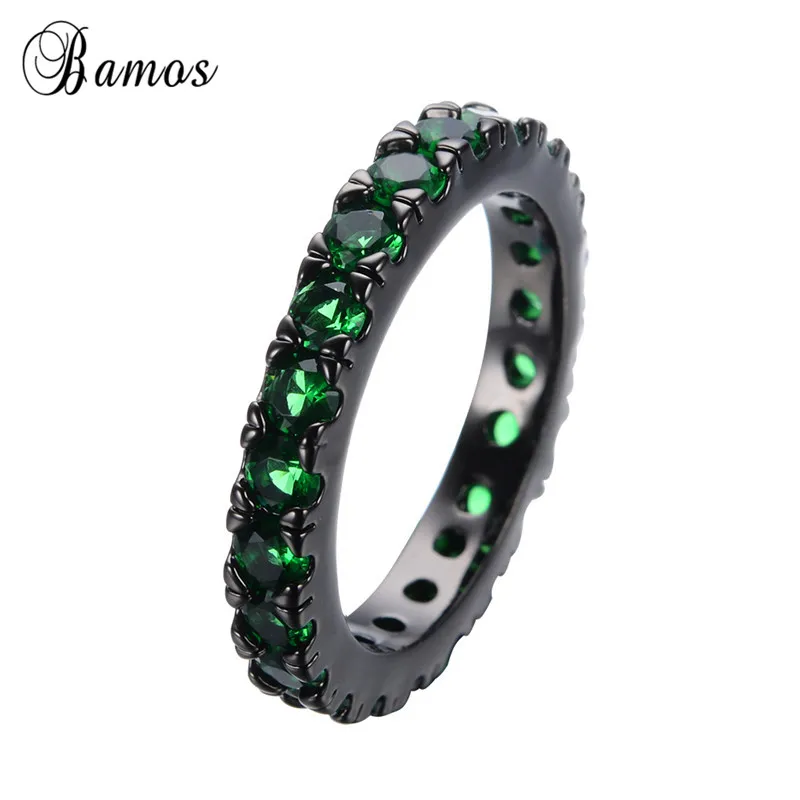 Bamos, Трендовое зеленое/синее кольцо с кубическим цирконием в стиле хип-хоп, кольца для пар с покрытием из черного золота, для женщин и мужчин, в стиле панк, мужские ювелирные изделия