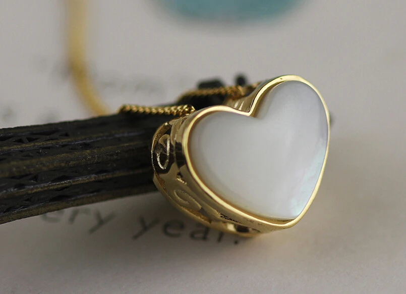 925 pure silver jewelry original heart-shaped hollow white shell sterling silver pendant for women