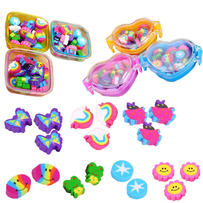 22Pcs/Set New Cute Kawaii Rubber Eraser School Supplies Stationery Material Kid Gift 2 Styles 2019 new