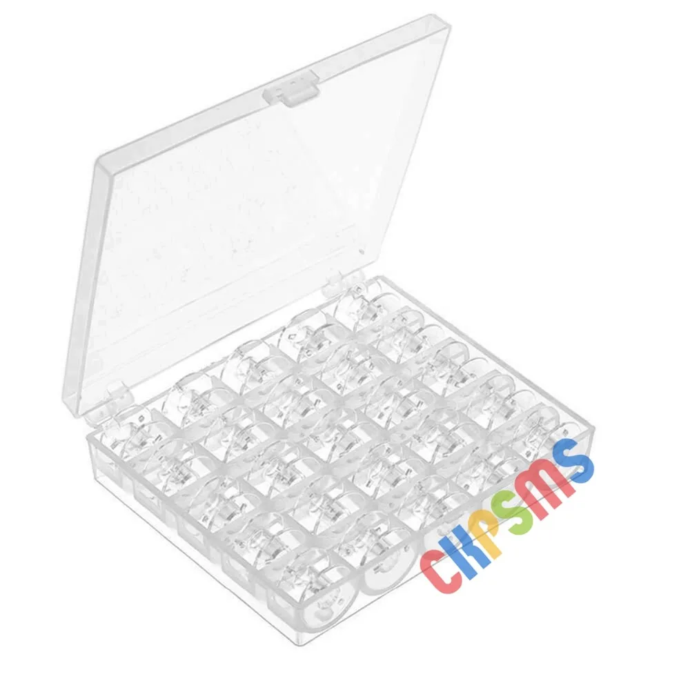 

25 PLASTIC BOBBINS SPOOLS FOR SEWING MACHINE ACCESSORY WITH BOBBIN BOX #2518P 25PCS bobbins with plastic box