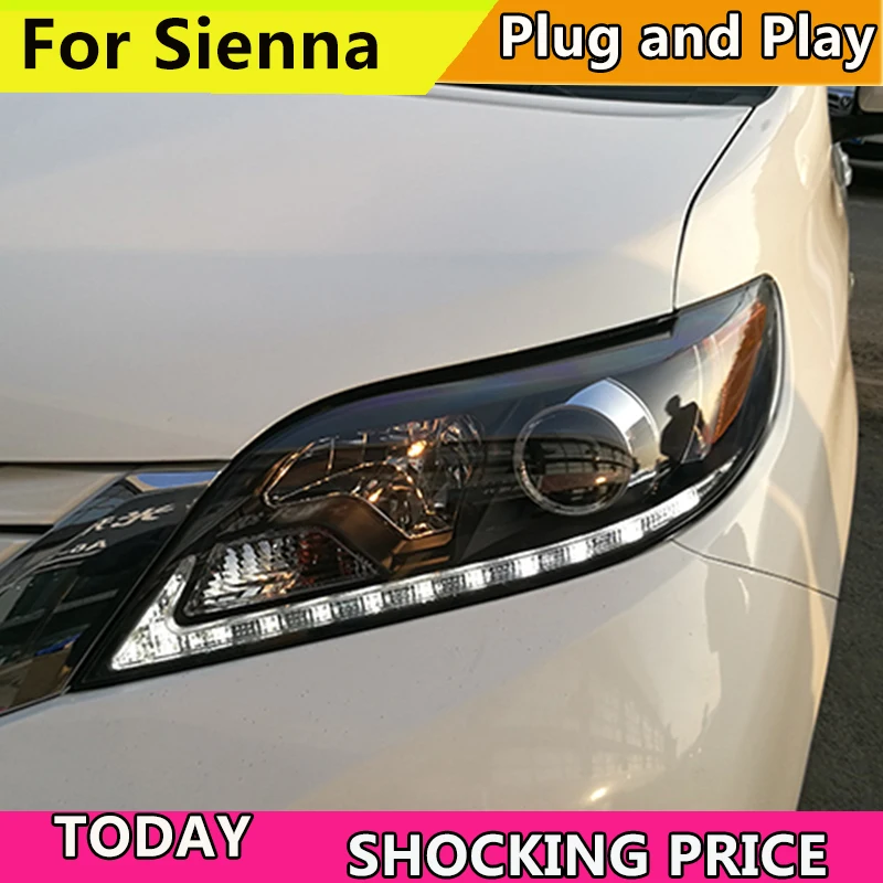 Автомобильные фары для Toyota Sienna светодиодный налобный фонарь 2011 2012 2013- год Стиль forsienna лампы передних фар