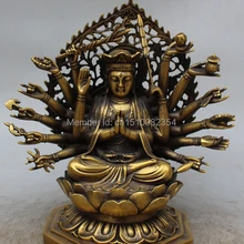 Тибетского Буддизма Бронза 18 Руки Маха Cundi Мать Будда Авалокитешвара Статуя